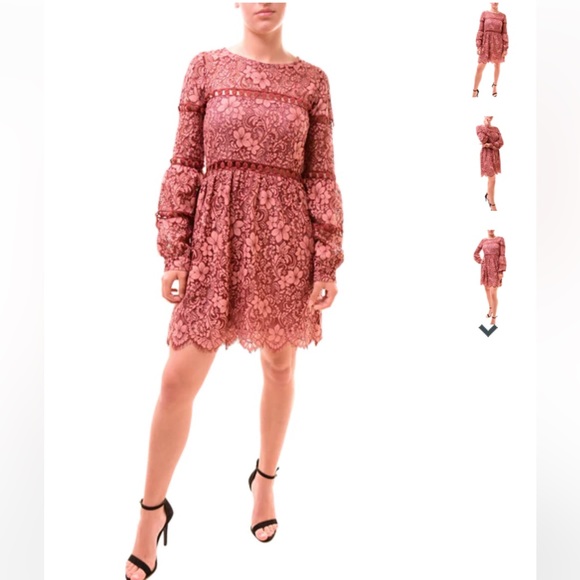 For Love and Lemons Theodora Mauve Bell Sleeve Lace Dress - Picture 6 of 7